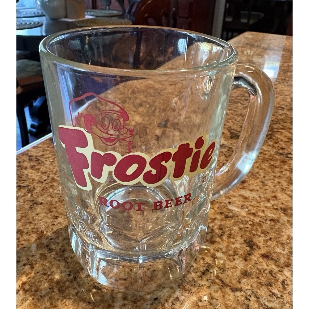 Frostie  Vintage Root Beer Mug Clear Glass 5" Heavyweight